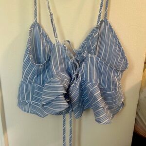 NWT Forever 21 Ladies Lace Up blue white sexy Crop Top